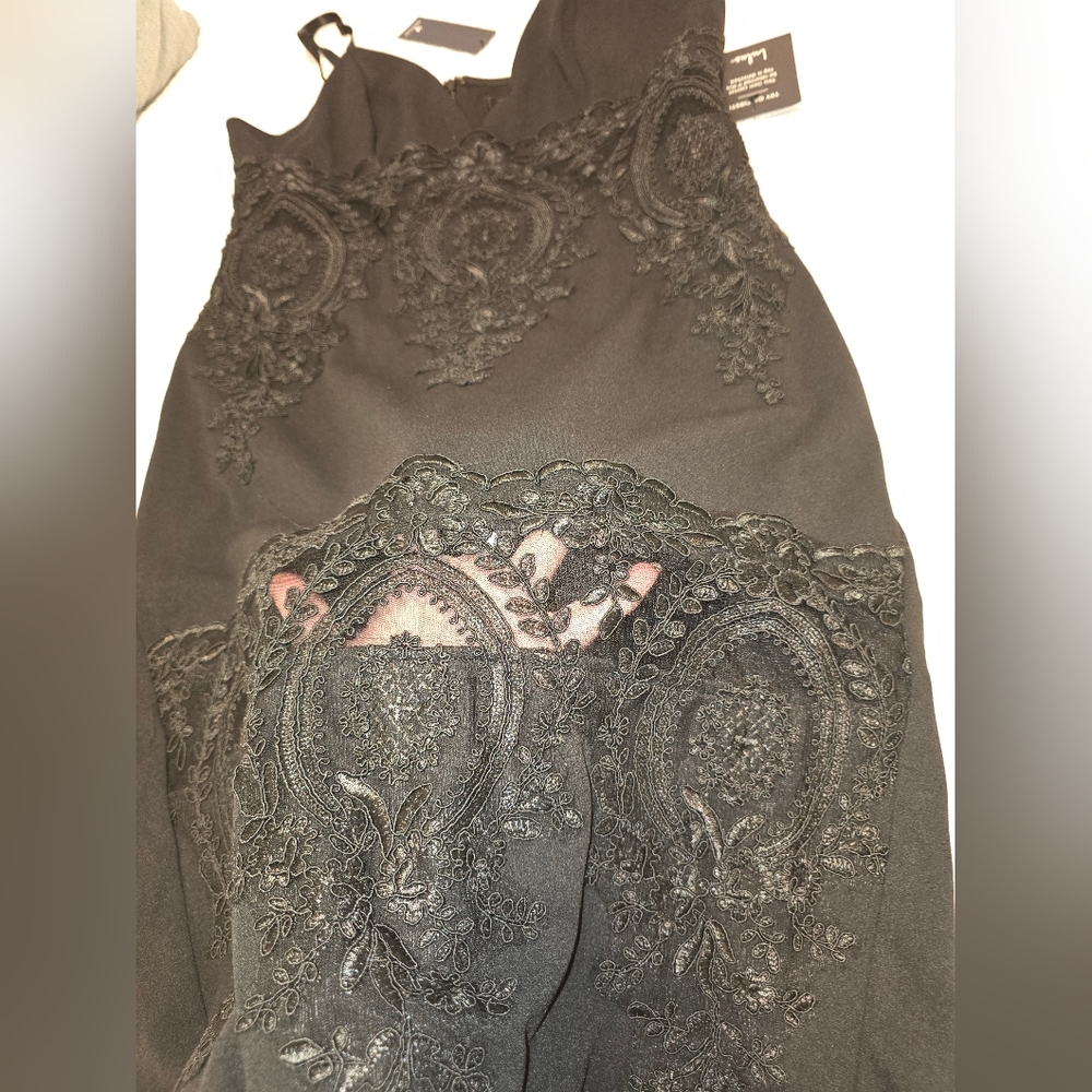 Lulu's Black Embroidered Mesh Lace Bodycon Dress Can't Deny It Size XL NWT - Picture 14 of 16